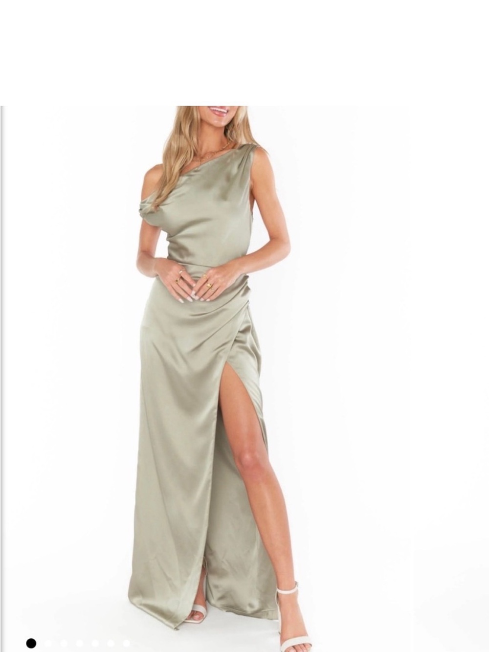 Show Me Your Mumu Jodie Dress in Moss Green Luxe Satin Sz Small